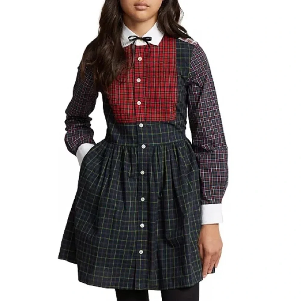 Ralph Lauren| Plaid Long Sleeve Dress with White Collar